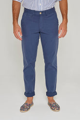 OFFICER – Stretch cotton chino pants, straight cut – Men – Navy blue